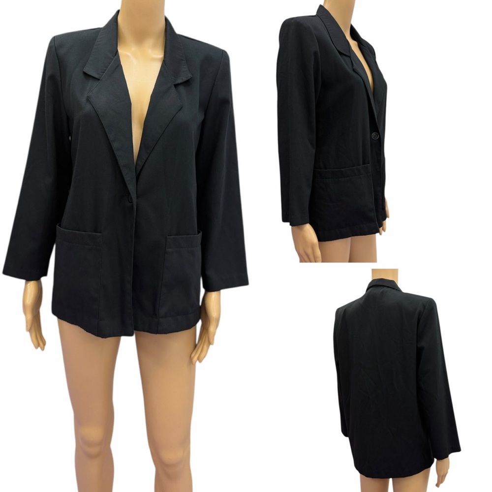 Briggs Petite Black One Button Blazer Womens Size 4P